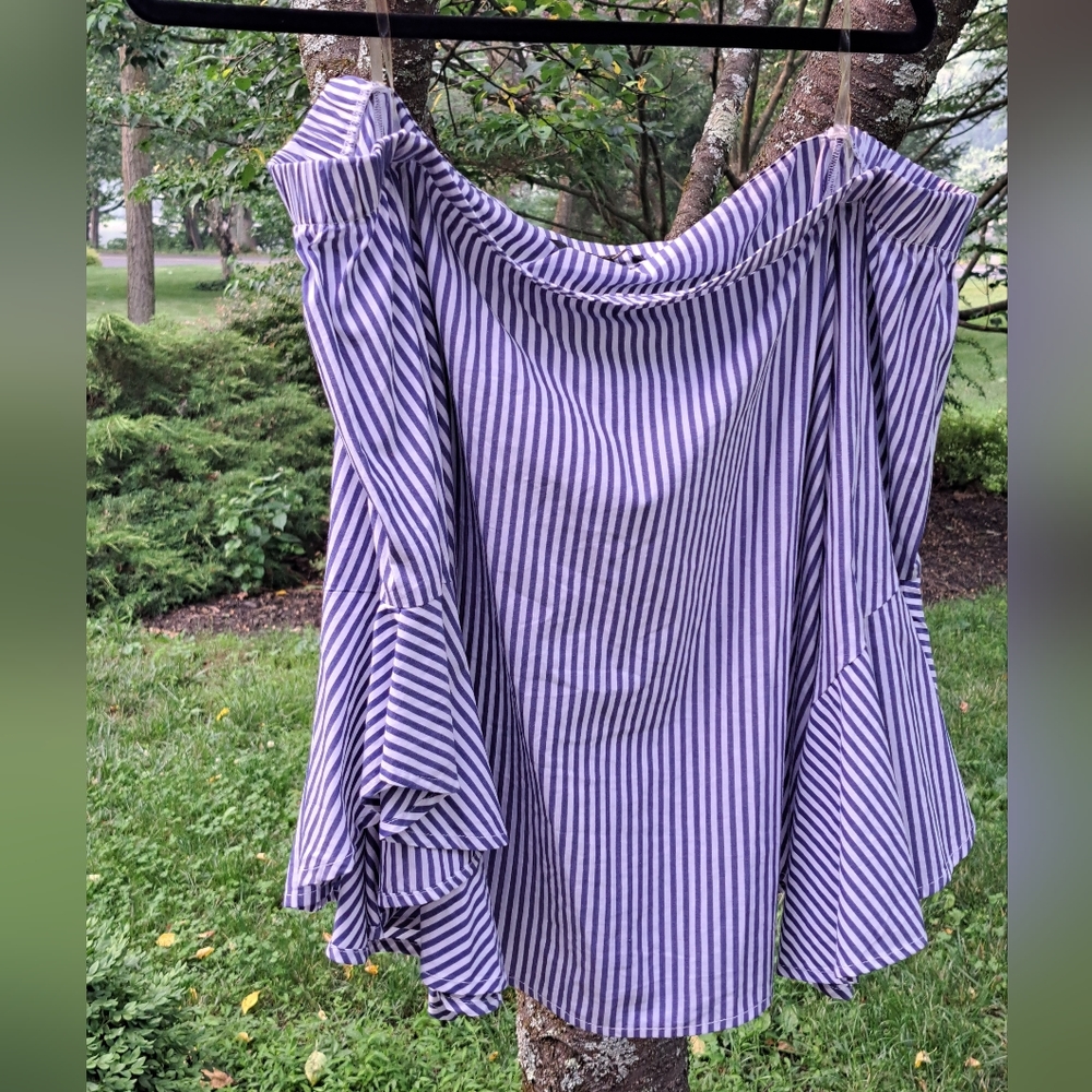 HeartSoul Stripy blue on white Blouse Size L